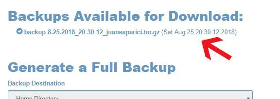 descargar una copia de seguridad de cpanel