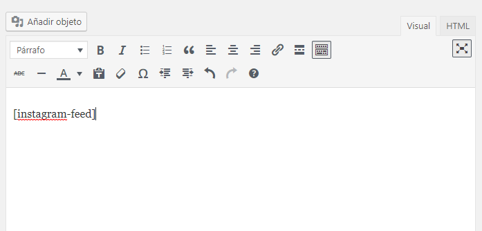 pegando el shortcode de instagram feed