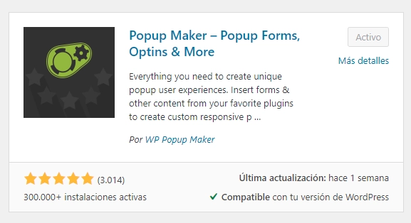 popup maker plugin instalación - Pop up en WordPress