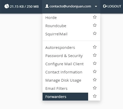 agregando reenviadores a cuanta de correo en cpanel