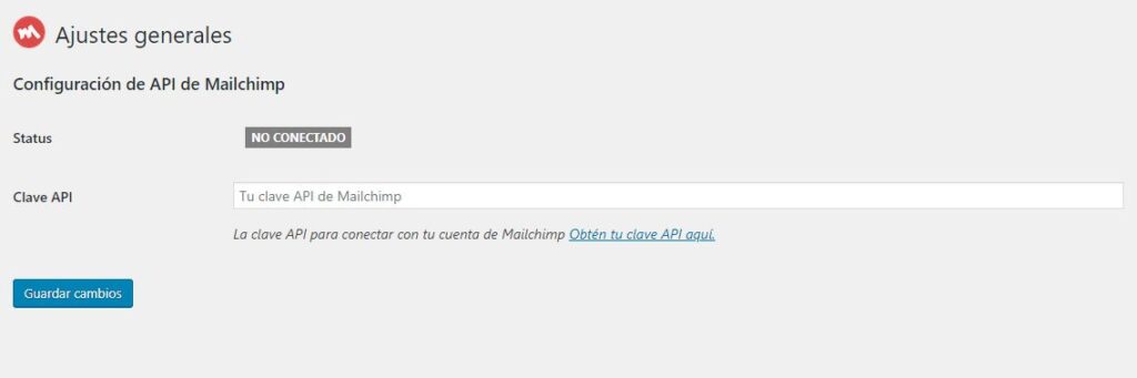 ajustes generales plugin mailchimp for wordpress