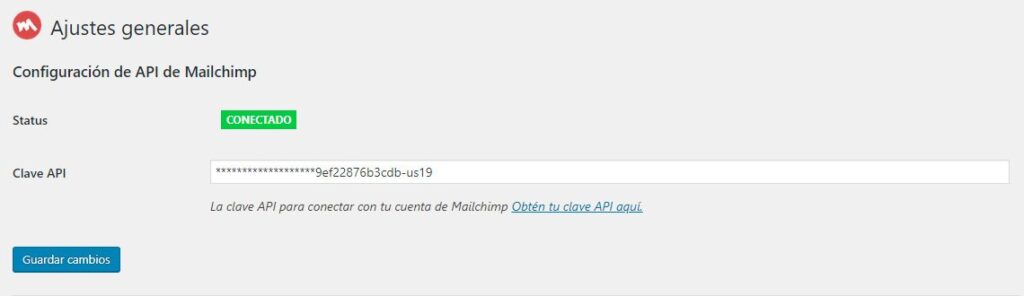 plugin mailchimp for wordpress conectado