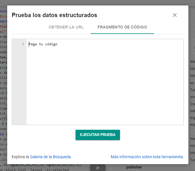 prueba de fragmento de codigo datos estructurados