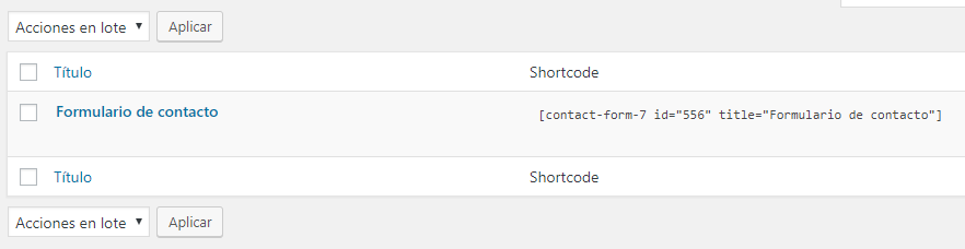 Shortcode contact form 7