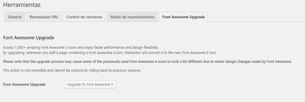 actualizacion font awsome elementor