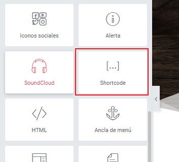 Bloque de shortcode de Elementor