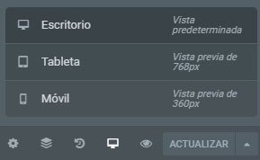 modos de visualizacion de elementor