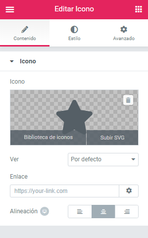 Selector de iconos de elementor