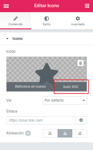 subir svg personalizado a elementor