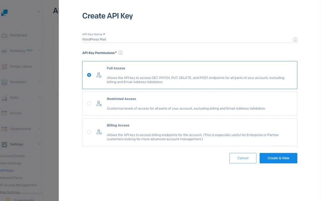 Configuración de API Key SendGrid