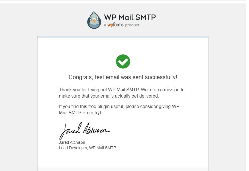 Correo de prueba de WP mail SMTP