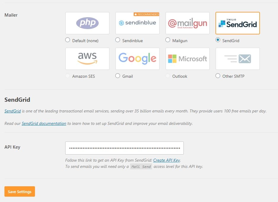 Configurando Sendgrid en WP mail SMTP