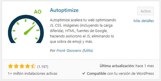 Instalando el plugin Autoptimize