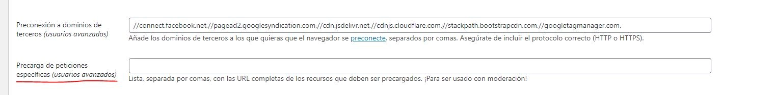 precarga de peticiones en autoptimize