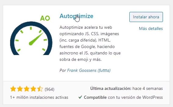 instalar autoptimize wordpress