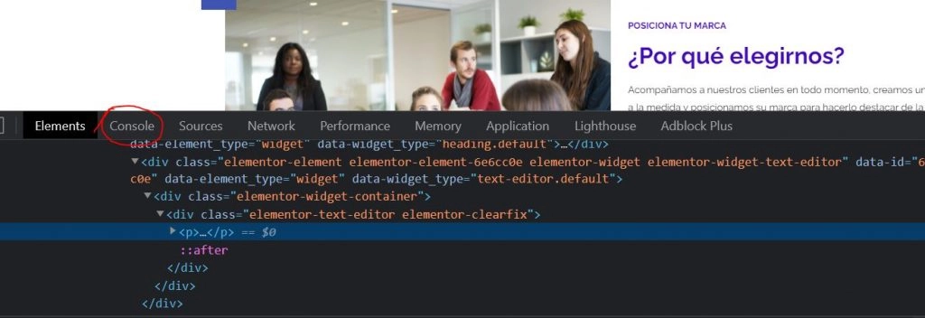 Consola de desarrollo de Google Chrome para detectar el error jQuery is not defined