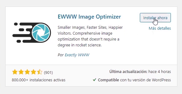 Instalar EWWW image optimizer