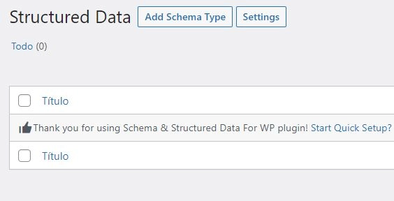 Configuración del plugin para datos estructurados en WordPress