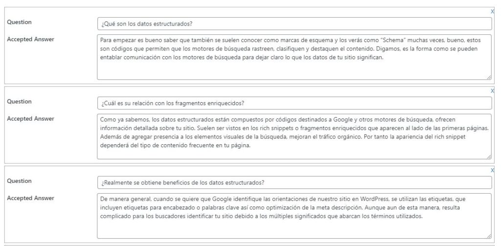 datos estructurados faq