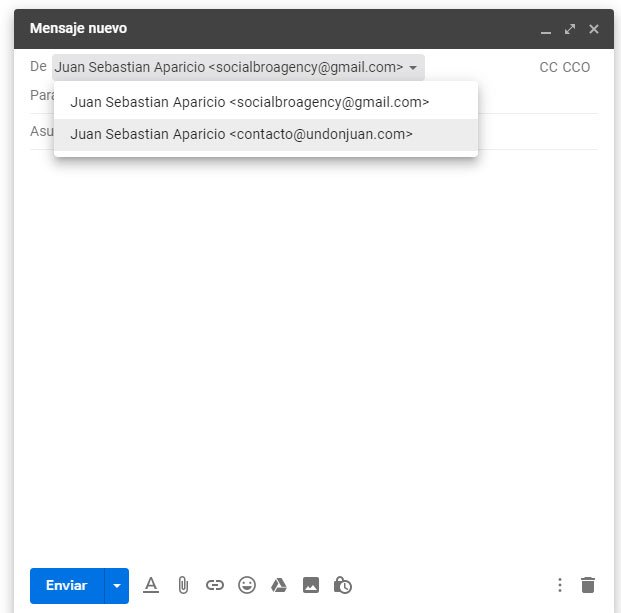 enviando un correo con alias desde gmail