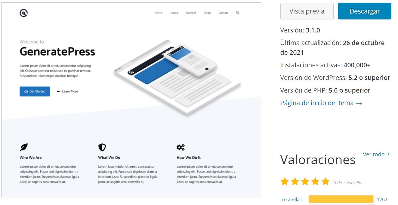 generatepress tema para  tienda online woocommerce