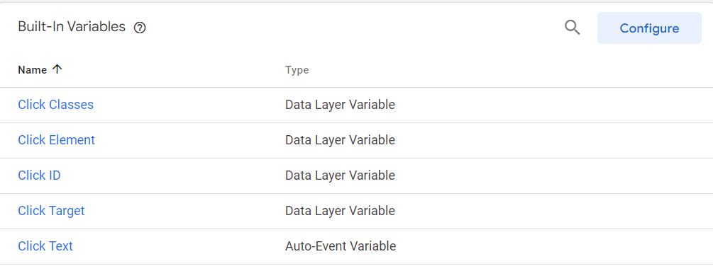variables incluidas en google tag manager