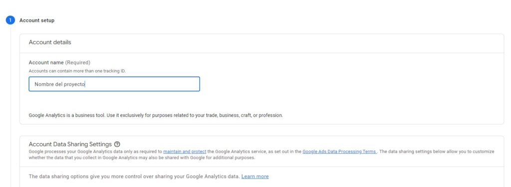 Creación de una cuenta en Google Analytics 4