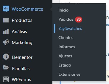 Menú de configuración de yayswatches