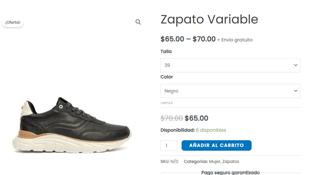 Producto variable por defecto de woocommerce