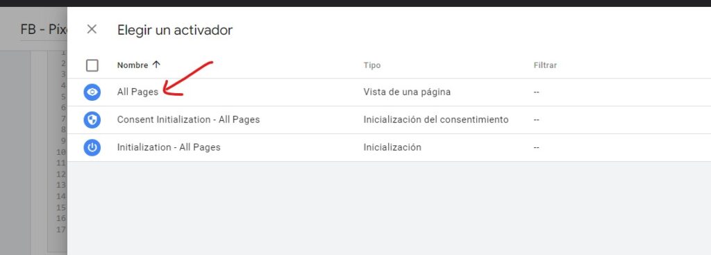 activador de todas las páginas de google tag manager