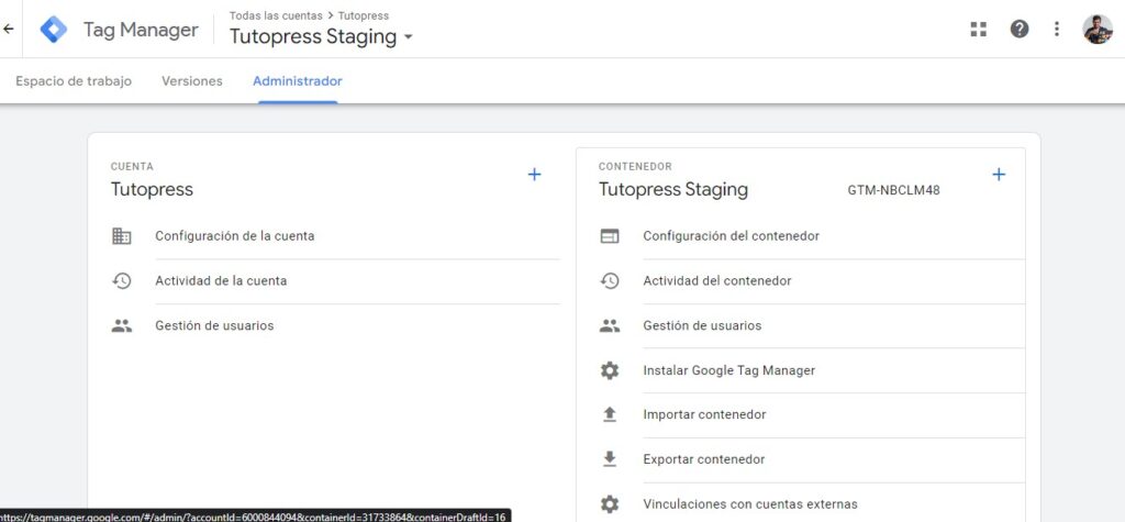 configuración de google tag manager