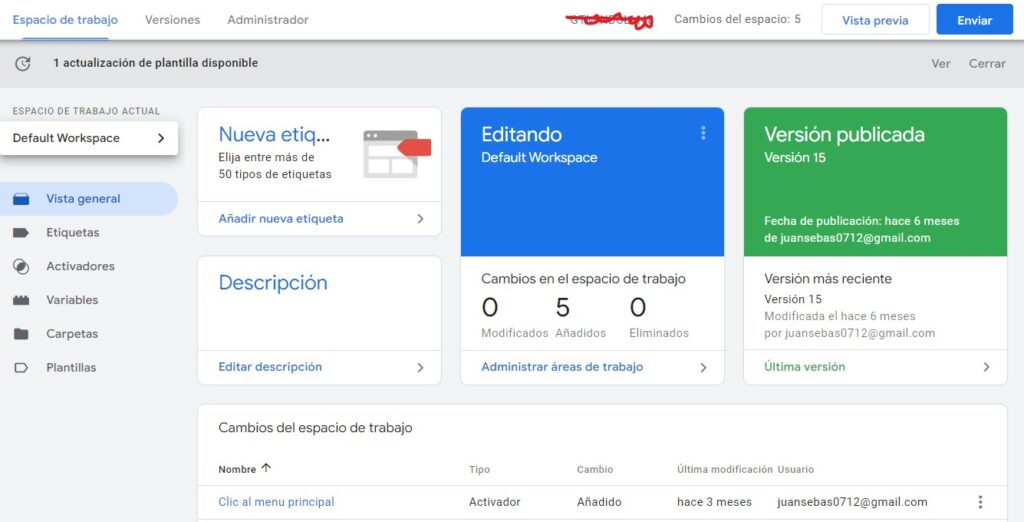 google tag manager interfaz