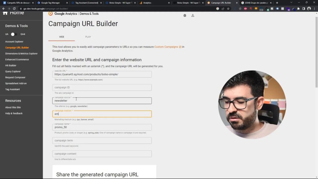 Ejemplo de URL UTM para campañas de email