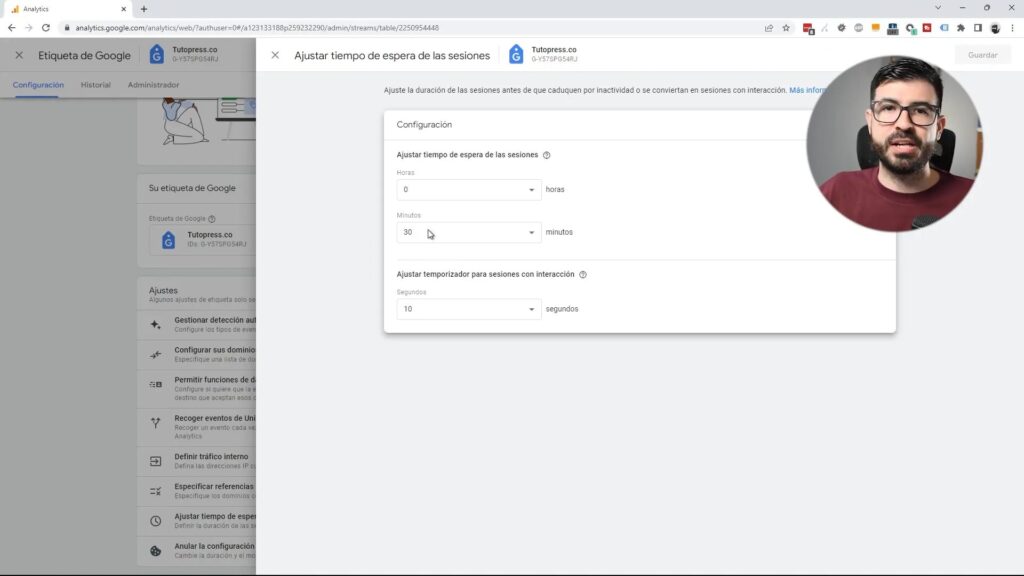Configuración de duración de sesión en GA4