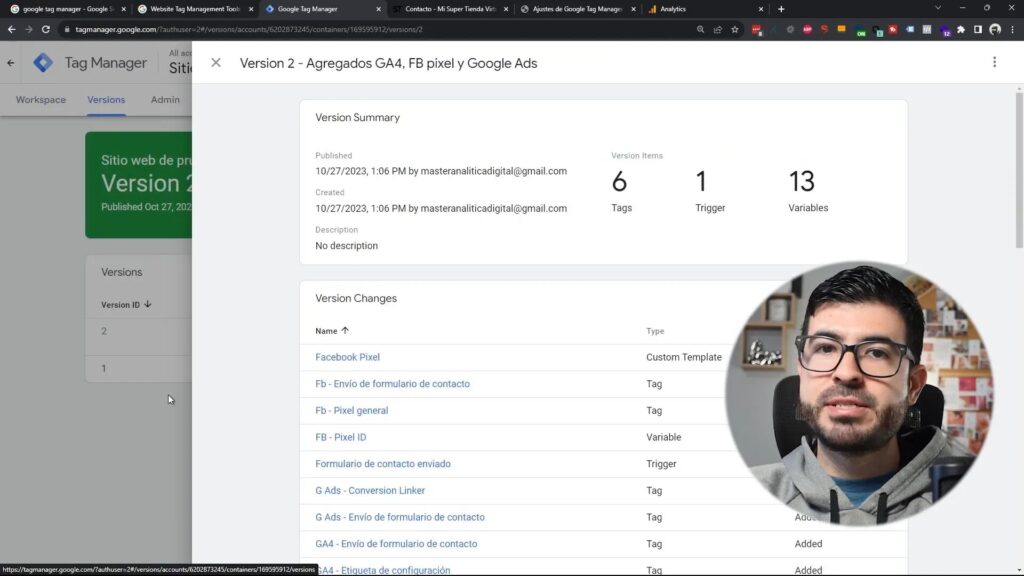 Publicar cambios en Google Tag Manager