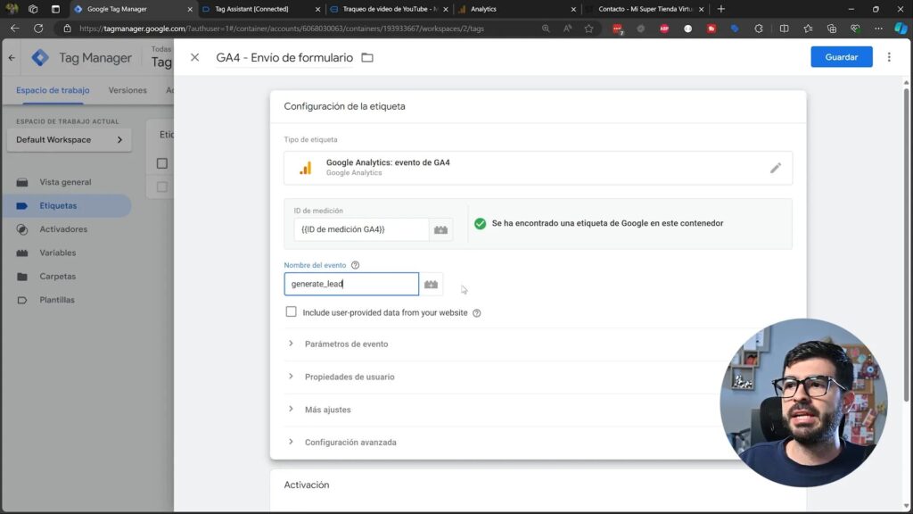 Configuración de envío de conversiones a Google Analytics 4