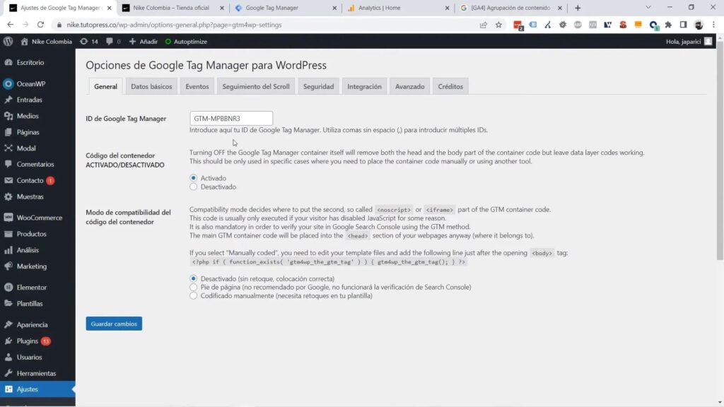 Configuración del plugin GTM