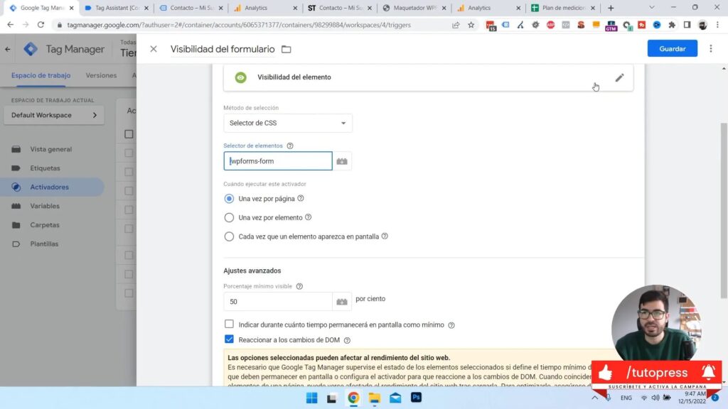 Verificación de activador en Google Tag Manager