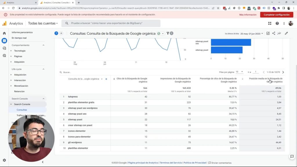 Reporte de consultas de búsqueda