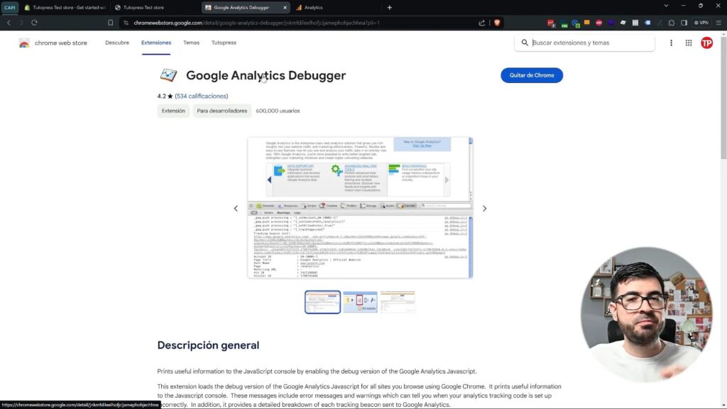 Uso de Google Analytics Debugger