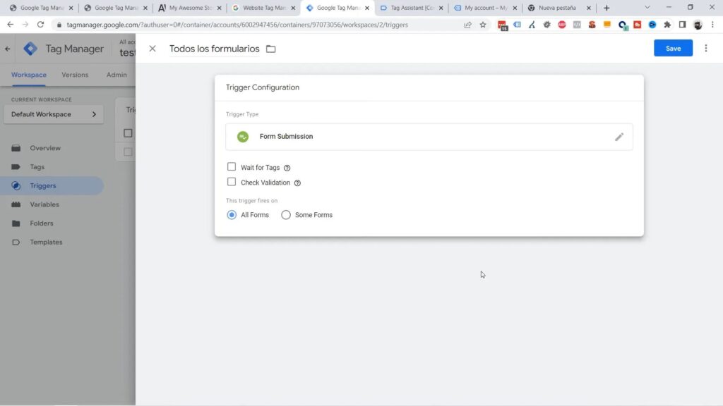 Creación de Activadores para Formularios
