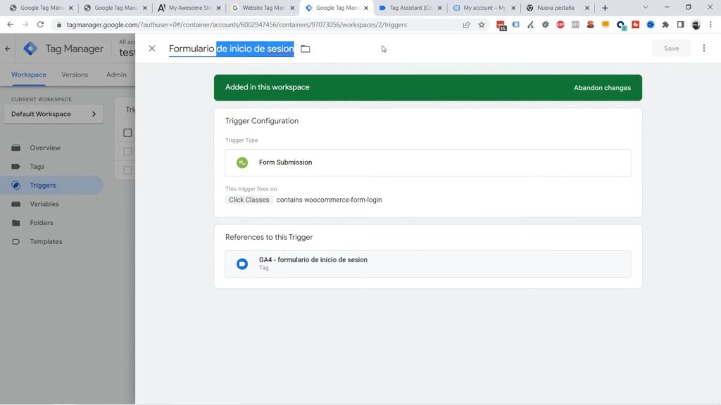 Pasos para Crear una Etiqueta de Evento de Formulario