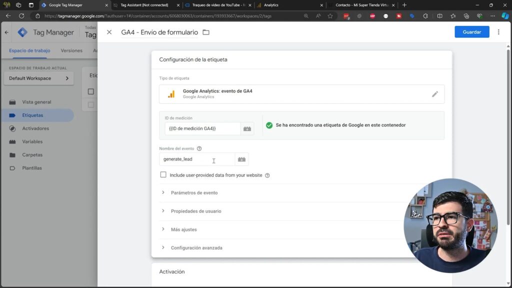 Configuración de envío de eventos a GA4