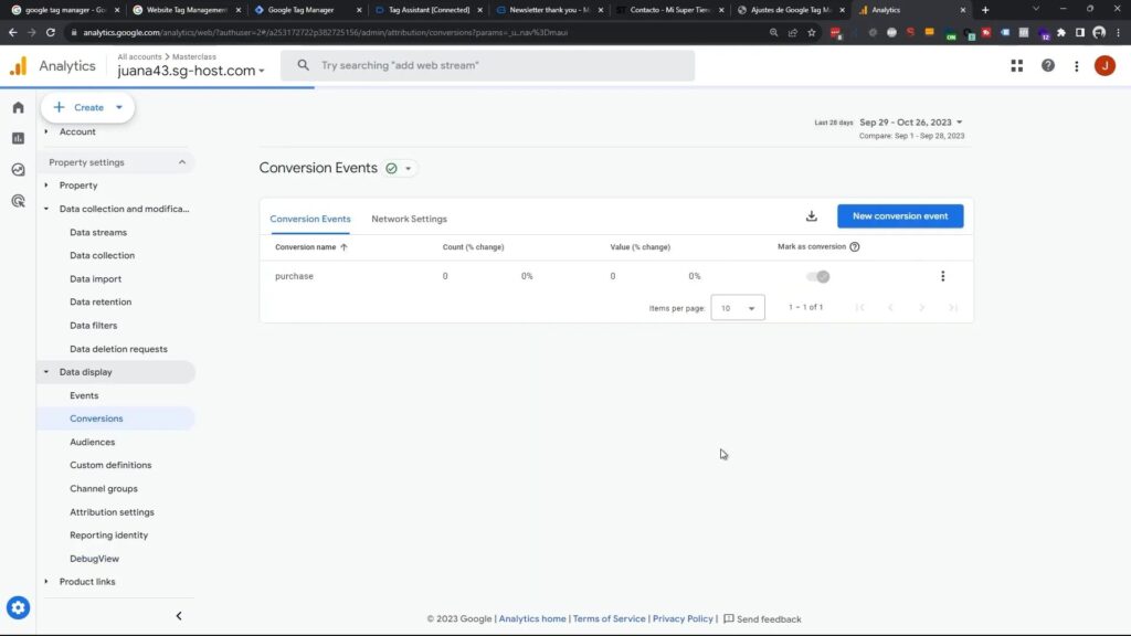 Creación de conversiones en Google Analytics 4