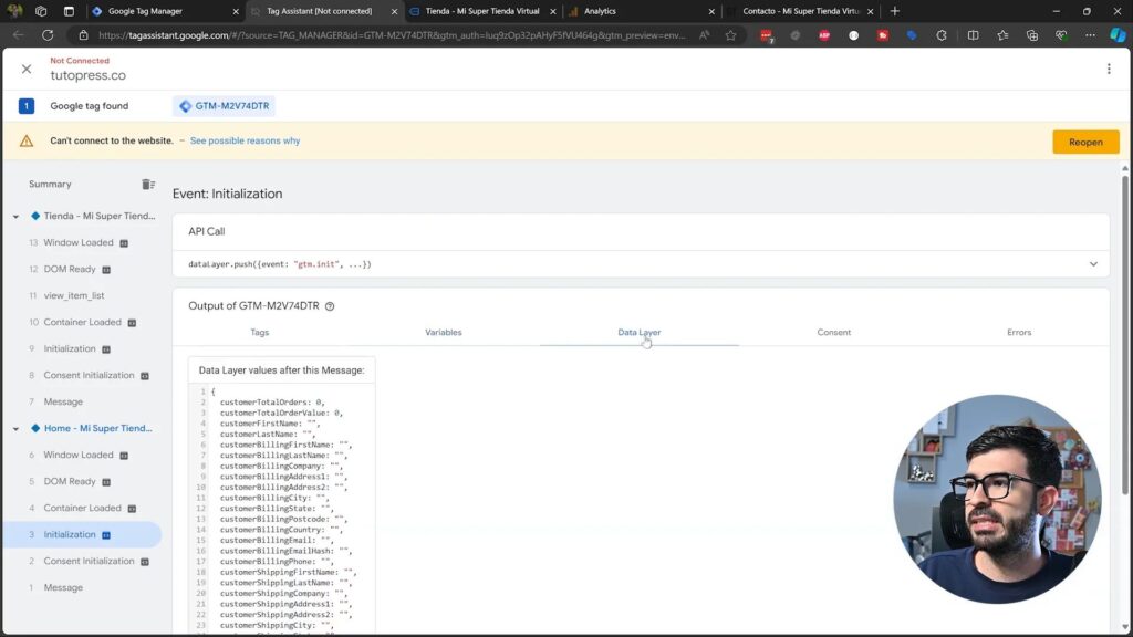 Visualización de variables en Google Tag Assistant