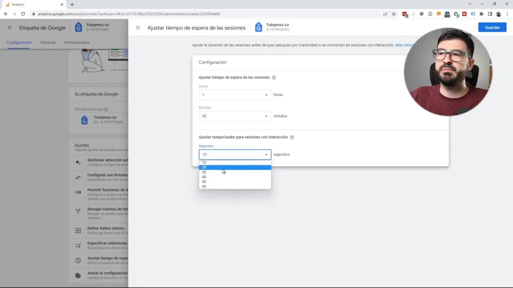 Ajustar temporizador para sesiones con interacción