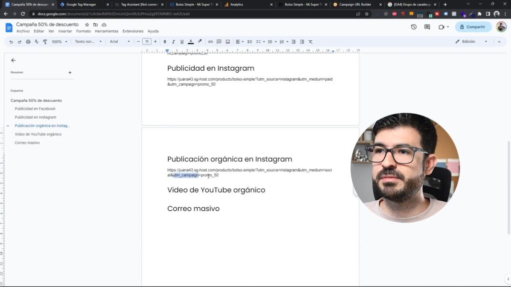Ejemplo de URL UTM para publicaciones orgánicas en Instagram