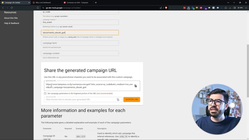 Interfaz del Campaign URL Builder
