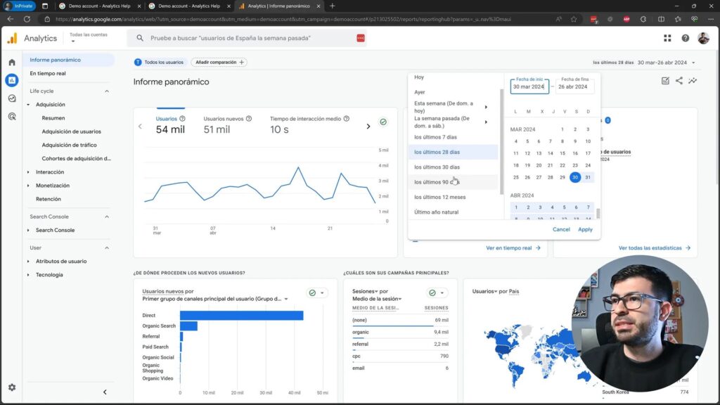 Control de fechas en Google Analytics 4