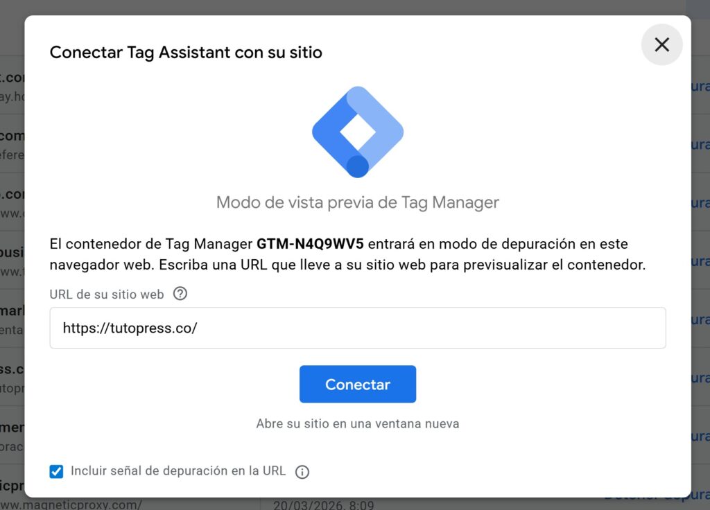 vista previa de Google Tag Manager